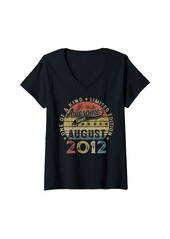 Womens Born In August 2012 Funny 12th Birthday 12 Years Old Gifts V-Neck T-Shirt