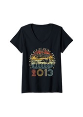 Womens Born In August 2013 11 Years Old Vintage 11th Birthday Gifts V-Neck T-Shirt