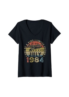 Womens Born In July 1984 40th Birthday Decoration 40 Year Old Gifts V-Neck T-Shirt