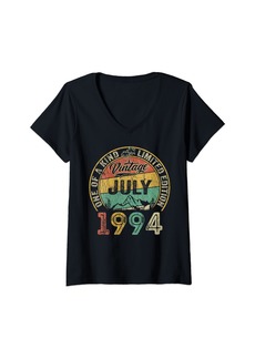 Womens Born In July 1994 30th Birthday Decoration 30 Year Old Gifts V-Neck T-Shirt