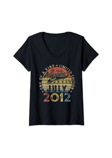 Womens Born In July 2012 12th Birthday Decoration 12 Year Old Gifts V-Neck T-Shirt