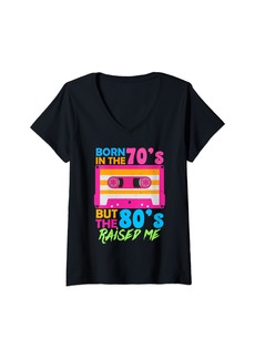Womens Born In The 70s But The 80s Raised Me Hippie Style Seventies V-Neck T-Shirt