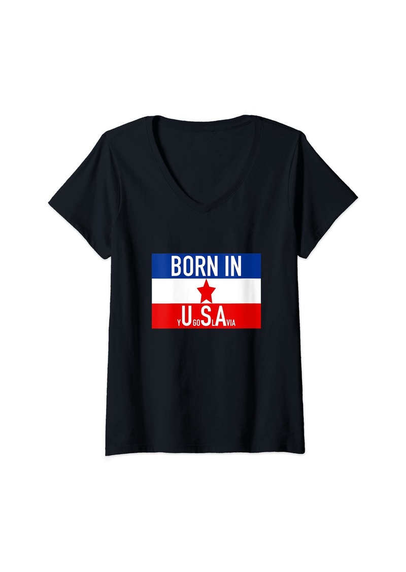 Womens Born In Yugoslavia V-Neck T-Shirt
