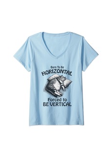 Womens Born To Be Horizontal Forced To Be Vertical V-Neck T-Shirt