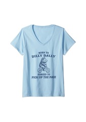 Womens Born To Dilly Dally Forced To Pick Up The Pace Vintage Funny V-Neck T-Shirt