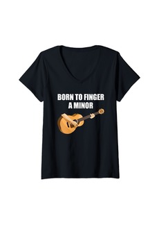 Womens Born To Finger A Minor Guitar V-Neck T-Shirt