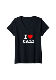 Born Womens Cali - I Love Cali - I Heart Cali V-Neck T-Shirt