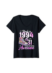 Born Womens Chapter 31 EST 1994 31 Years Old Gifts 31st Birthday Queen V-Neck T-Shirt