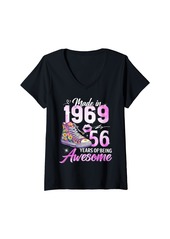 Born Womens Chapter 56 EST 1969 56 Years Old Gifts 56th Birthday Queen V-Neck T-Shirt