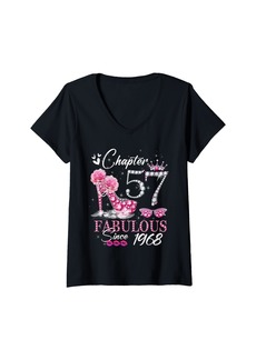 Born Womens Chapter 57 Fabulous Since 1968 57th High Heels Birthday Quee V-Neck T-Shirt