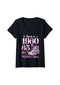 Born Womens Chapter 65 EST 1960 65 Years Old Gifts 65th Birthday Queen V-Neck T-Shirt