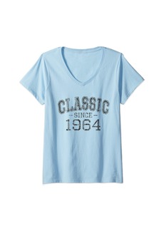 Womens Classic since 1964 Vintage Style Born in 1964 Birthday Gift V-Neck T-Shirt