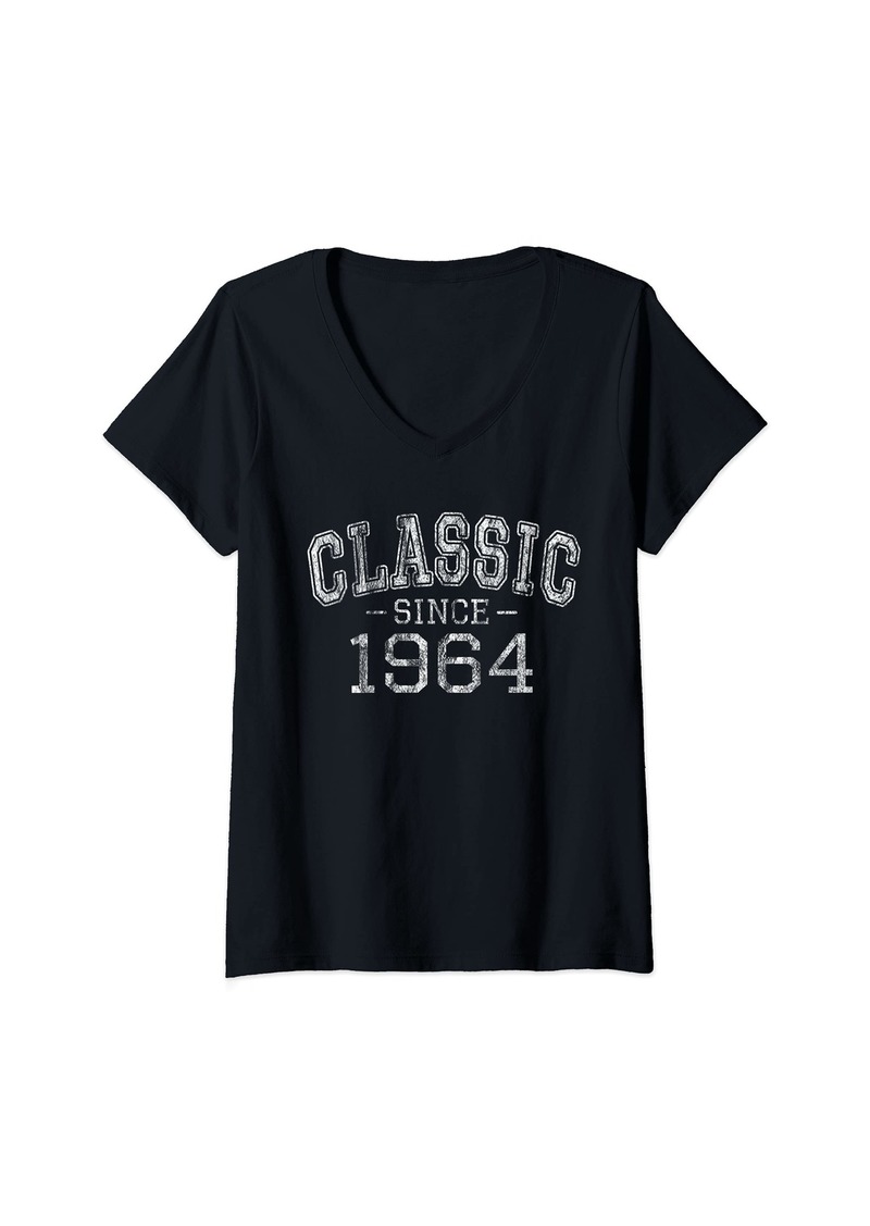 Womens Classic since 1964 Vintage Style Born in 1964 Birthday Gift V-Neck T-Shirt