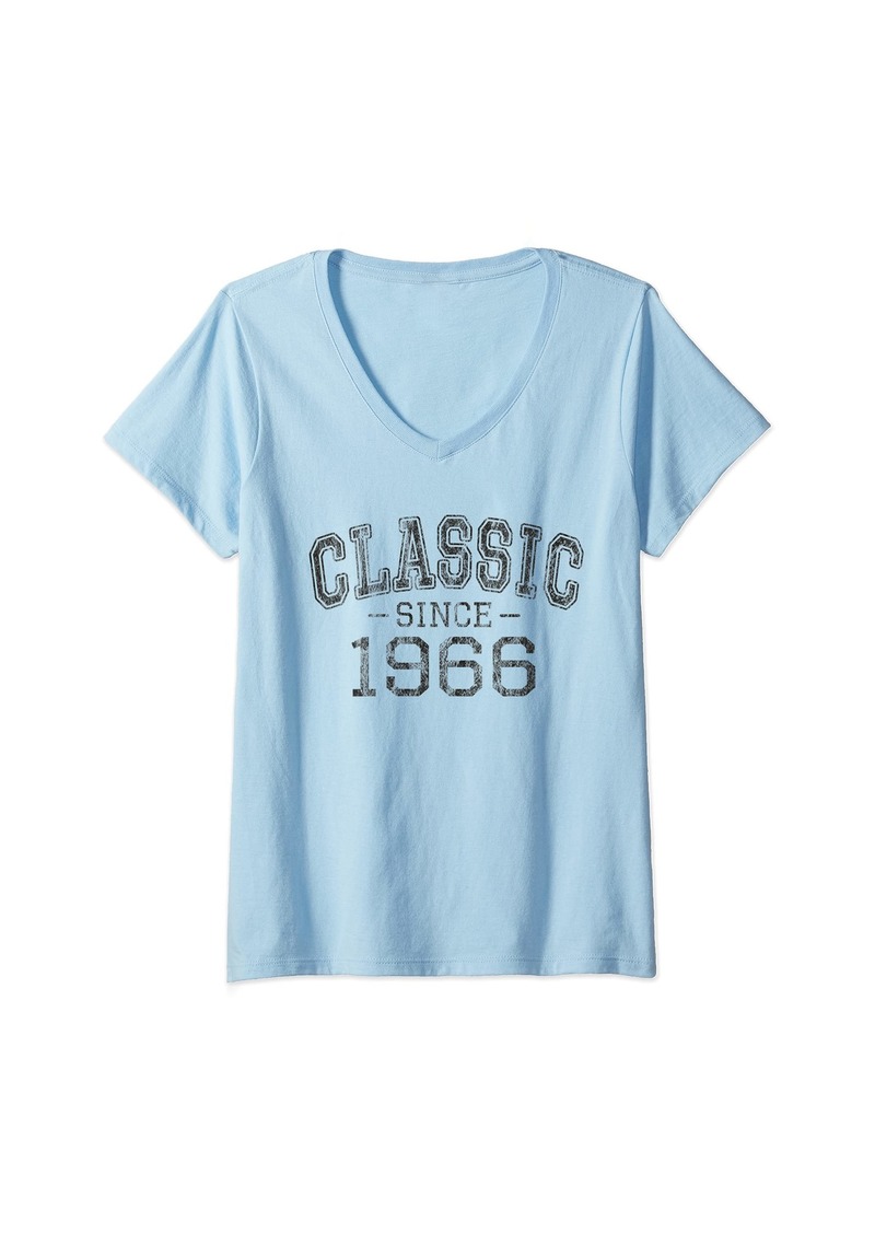 Womens Classic since 1966 Vintage Style Born in 1966 Birthday Gift V-Neck T-Shirt