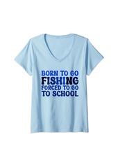 Born Womens Cool Fishing Graphic For Son Bass Fishing Fisherman Fish V-Neck T-Shirt