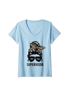Born Womens Cool S.h.i.t Show Supervisor Hilarious Vintage For Adults V-Neck T-Shirt