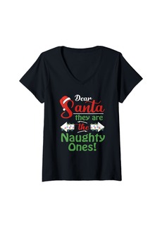 Born Womens Dear Santa They are the Naughty Ones Christmas Funny Gifts V-Neck T-Shirt