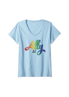 Born Womens Distressed Ally AF V-Neck T-Shirt