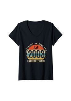 Born Womens Est Vintage 2003 Limited Edition 20th Birthday Retro Gifts V-Neck T-Shirt