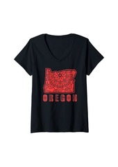 Born Womens Explore Oregon Mandala Nature Mountains Adventure V-Neck T-Shirt