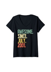 Born Womens Funny 20 Years old Shirt Men Women Awesome Since July 2001 V-Neck T-Shirt