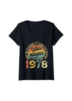 Born Womens Funny 46 Years Old August 1978 Retro 46th Birthday Gifts Men V-Neck T-Shirt