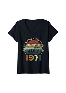 Born Womens Funny 53 Years Old July 1971 Retro 53rd Birthday Gifts Men V-Neck T-Shirt