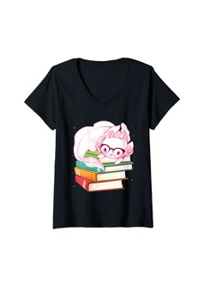 Born Womens Readsolotl Read Book Axolotl Funny Reading Books Girls Teens V-Neck T-Shirt