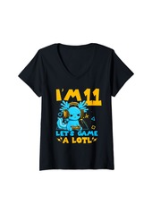 Born Womens Gamesolotl Axolotl 11th Birthday Gifts 11 Years Old Boys Kid V-Neck T-Shirt
