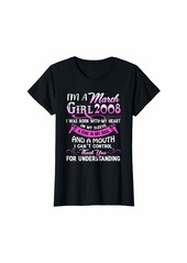 Born Womens I'm A March Girls 2008 13th Birthday Gifts 13 Years Old T-Shirt