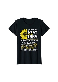 Born Womens I'm A May Girl 1964 Sunflower 57th Birthday Gift T-Shirt