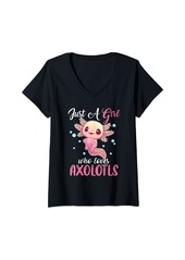 Born Womens Just A Girl Who Loves Axolotls Anime Funny Boys Girls Teens V-Neck T-Shirt