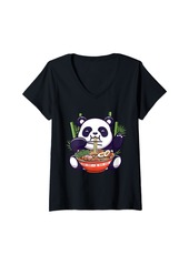 Born Womens Kawaii Cute Anime Panda Otaku Japanese Ramen Noodles Gifts V-Neck T-Shirt