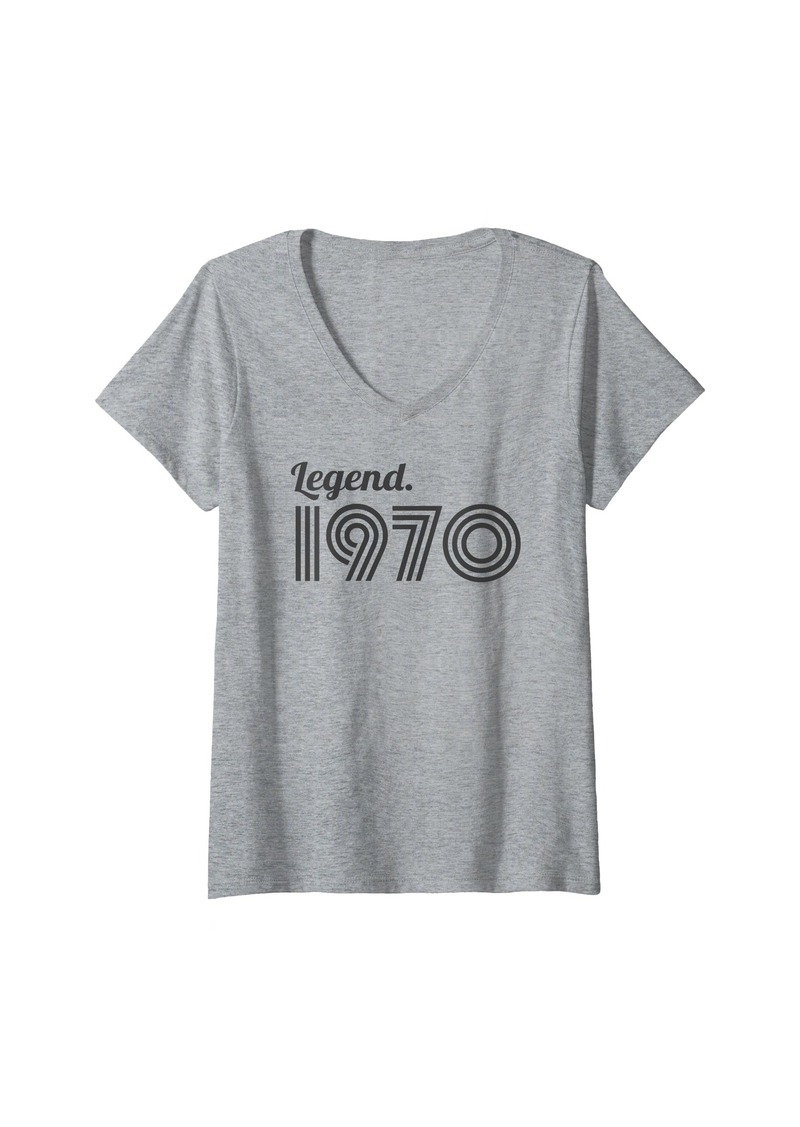 Born Womens Legend 1970 Vintage Birth Year Sarcastic Milestone Birthday V-Neck T-Shirt