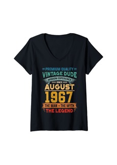 Born Womens Legend Since August 1967 57th Birthday Gifts 57 Years Old V-Neck T-Shirt