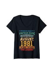 Born Womens Legend Since August 1981 43rd Birthday Gifts 43 Years Old V-Neck T-Shirt