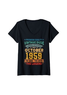Born Womens Legend Since October 1959 65th Birthday Gifts 65 Years Old V-Neck T-Shirt