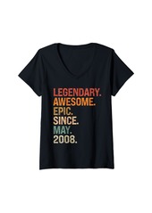 Born Womens Legendary Awesome Epic Since May 2008 16th Birthday Gifts V-Neck T-Shirt