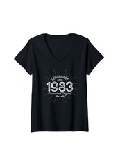 Born Womens Legendary since 1983 - Birth Year Milestone Grunge Birthday V-Neck T-Shirt