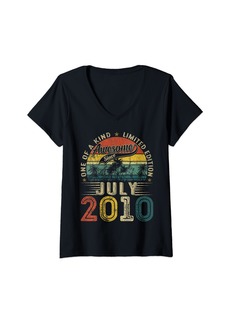 Born Womens Awesome Since July 2010 14 Years Old 14th Birthday Gifts Men V-Neck T-Shirt
