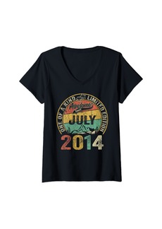 Womens Legends Born In July 2014 10 Years Old 10th Birthday Gifts V-Neck T-Shirt