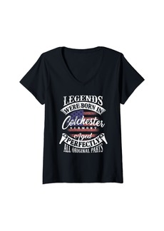 Womens Legends Were Born In Colchester Vermont Vintage Birthday V-Neck T-Shirt
