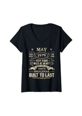 Born Womens May 1979 Shirt 44 Years Old 44th Birthday Gifts V-Neck T-Shirt