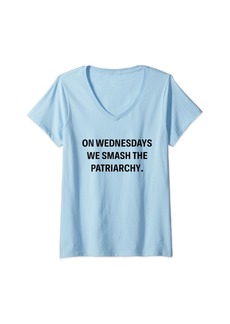 Born Womens On Wednesdays We Smash The Patriarchy Feminist Tee For Women V-Neck T-Shirt