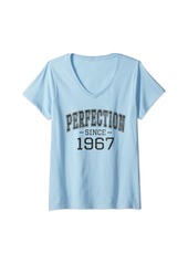Womens Perfection since 1967 Vintage Style Born in 1967 Birthday V-Neck T-Shirt