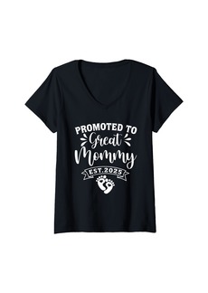 Born Womens Promoted To Great Mommy Est 2025 First Time New Mommy 2025 V-Neck T-Shirt