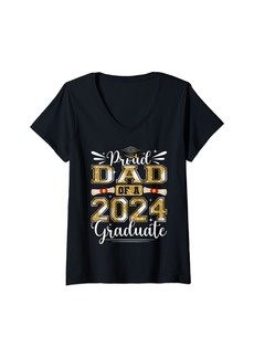 Born Womens Proud Dad of a class of 2024 Graduate 2024 Graduation V-Neck T-Shirt