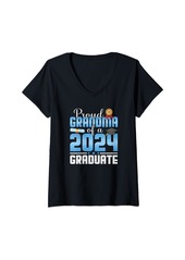 Born Womens Proud Grandma of a 2024 Graduate Senior Graduation 2024 V-Neck T-Shirt