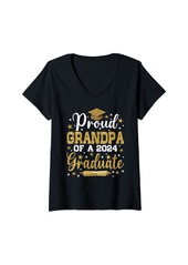 Born Womens Proud Grandpa Of A 2024 Graduate Senior Graduation 2024 V-Neck T-Shirt