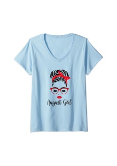 Womens Queen Was Born In August Happy Birthday To Me High Heels V-Neck T-Shirt